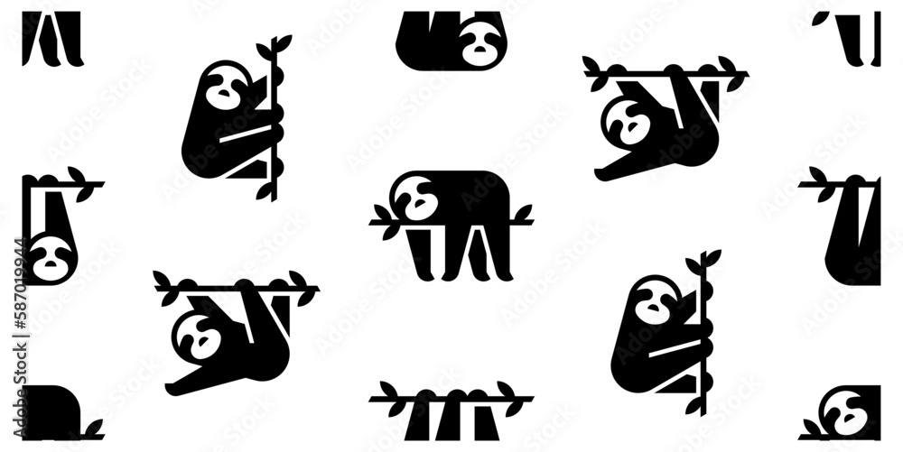 Seamless pattern with Sloths. isolated on white background Seamless pattern with Sloths. isolated on white background