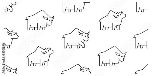Seamless pattern with Yaks. isolated on white background