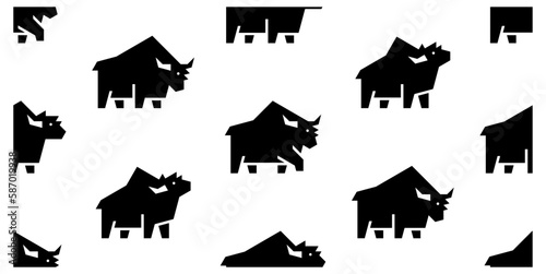 Seamless pattern with Yaks. isolated on white background