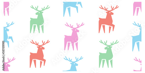 Seamless pattern with Deers. isolated on white background