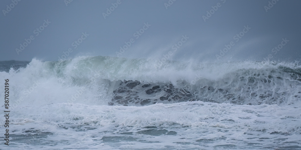 crashing waves in Cornwall england uk 
