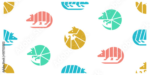 Seamless pattern with Armadillos. isolated on white background