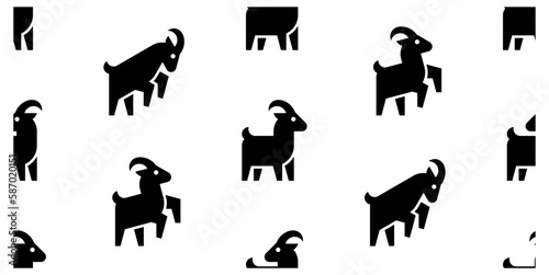 Seamless pattern with Goats. isolated on white background