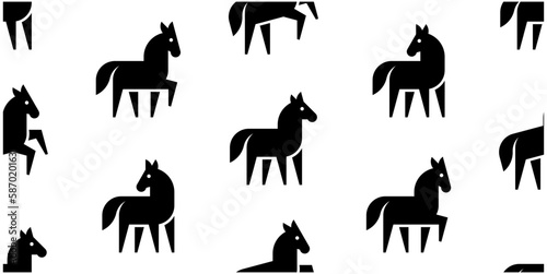 Seamless pattern with Horses. isolated on white background