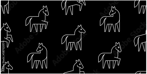 Seamless pattern with Horses. isolated on white background