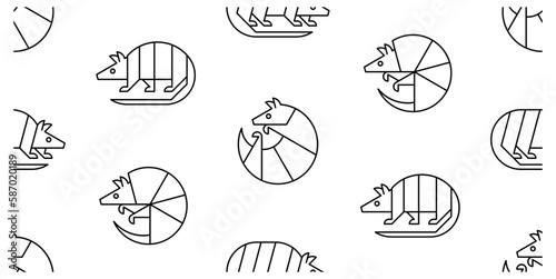 Seamless pattern with Armadillos. isolated on white background