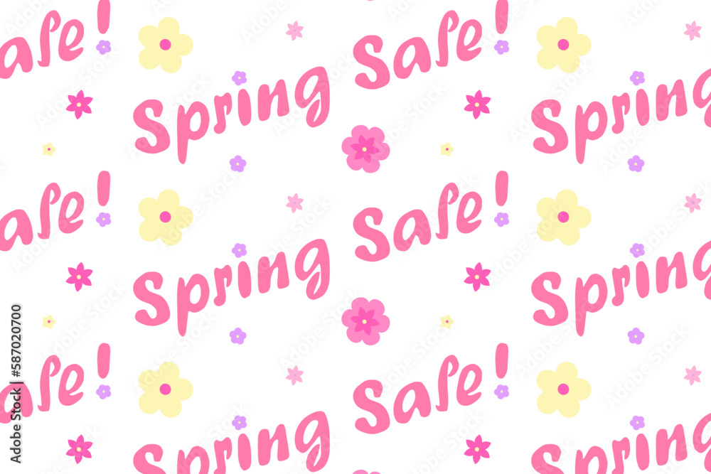 Spring sale, seamless pattern for banners and web pages. Words Spring sale, seamless pattern for banners and web pages. Words
