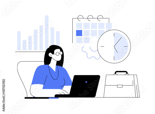 Time and attendance tracking system abstract concept vector illustration.