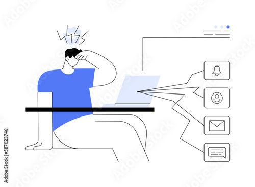 Digital overload abstract concept vector illustration.