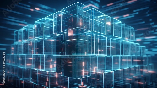 Big data block chain concept digital futuristic background Generative AI