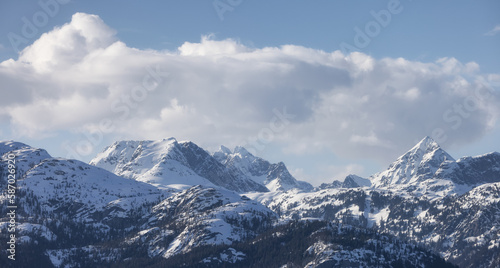 Tantalus Range Mountain covered in Snow. Canadian Landscape Nature Background. Squamish  BC  Canada.