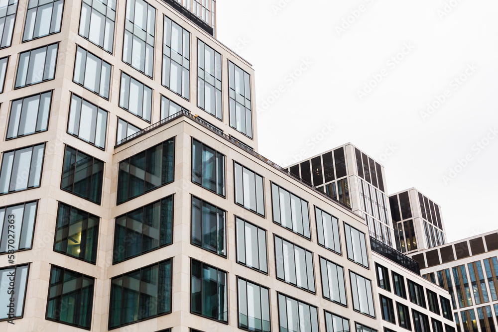 facades of modern office buildings