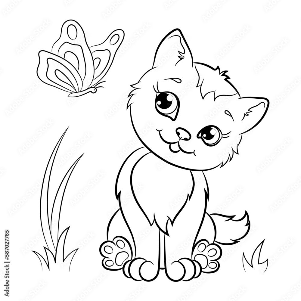 Obraz premium Kitty. Children's coloring book. Vector illustration.