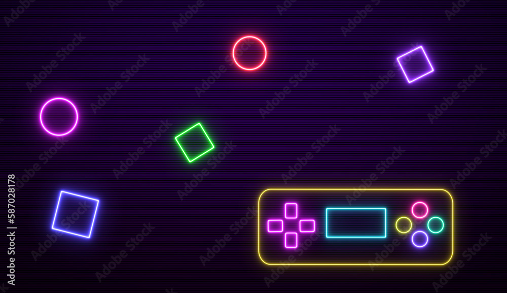 Abstract retro style 80s-90s neon joy game Abstract retro style 80s-90s neon joy game