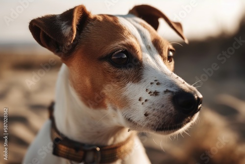 Close up of a lovely and amusing Jack Russell Terrier. Generative AI © AkuAku