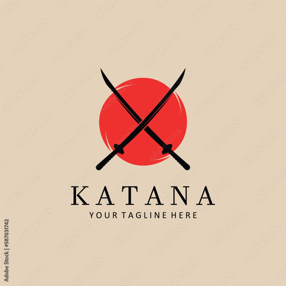 Katana Sword Flat Logo Template Vector Illustration. Katana Sword Flat Logo Template Vector Illustration.