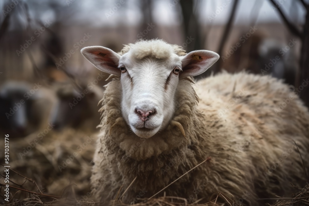 Farmhouse sheep. Generative AI
