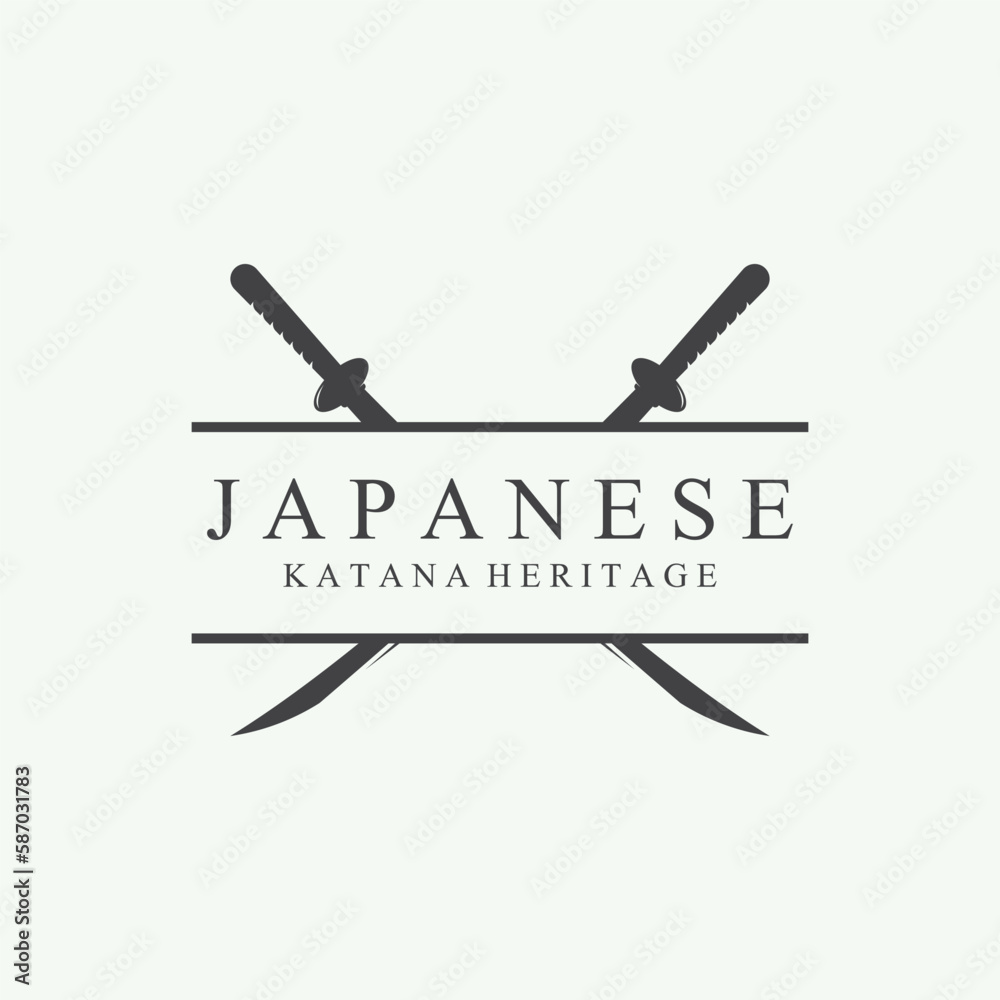 Katana Sword Flat Logo Template Vector Illustration. Katana Sword Flat Logo Template Vector Illustration.