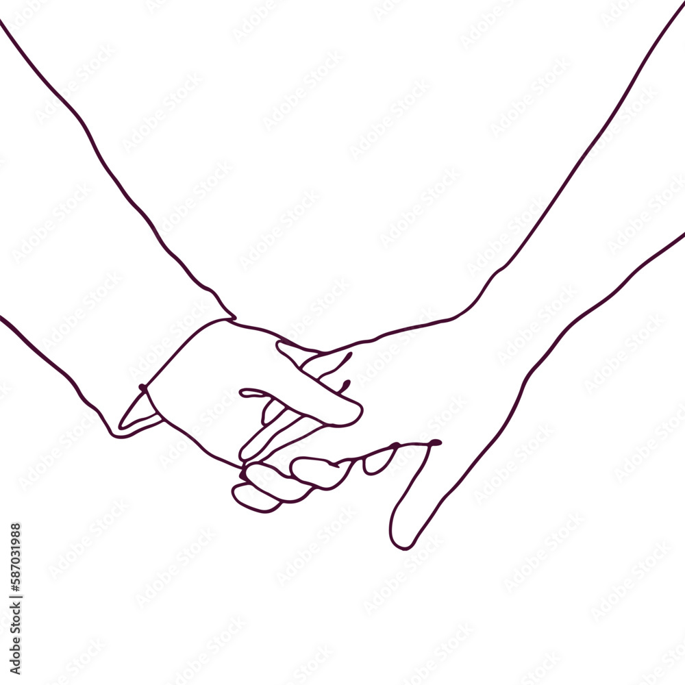 one line handrawn couple holding hands illustration one line handrawn couple holding hands illustration