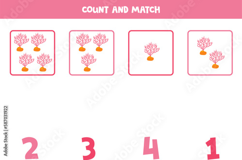 Count all corals and match with the correct number.