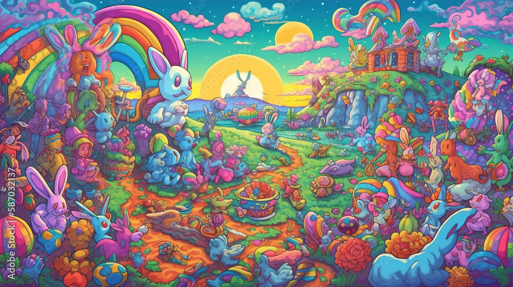 Fototapeta premium Easter Bunnies Pixel Art