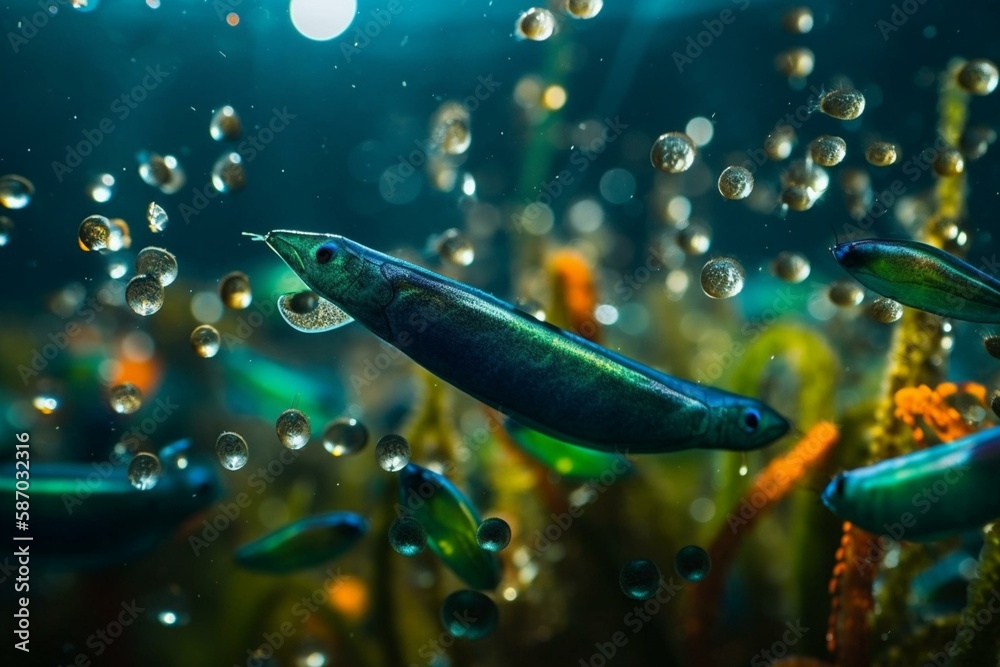 The role of plankton in the ocean food chain, bokeh Generative AI ... Biology Diagrams