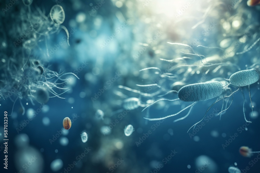 The role of plankton in the ocean food chain, bokeh Generative AI Stock ... Biology Diagrams