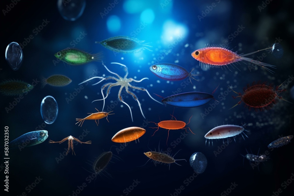 The role of plankton in the ocean food chain, bokeh Generative AI Stock ... Biology Diagrams
