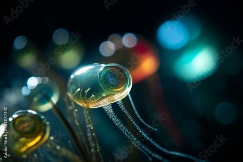 The role of plankton in the ocean food chain, bokeh Generative AI photo