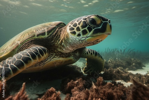 The importance of protecting sea turtles and their habitats  bokeh Generative AI