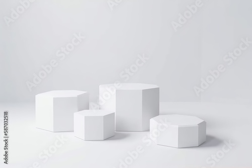 3D render of empty geometric podium for product display