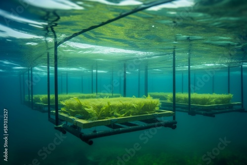 The benefits and challenges of underwater farming, bokeh Generative AI photo