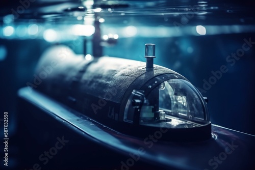 The use of submarines for scientific research, bokeh Generative AI