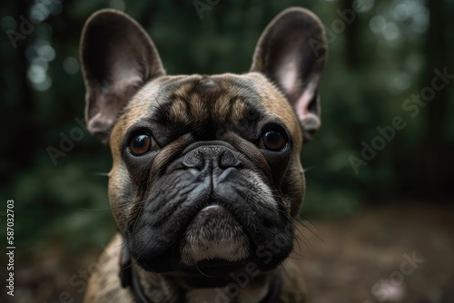 face of a French bulldog. Generative AI © AkuAku