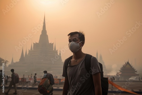 PM 2.5 Air Pollution in Bangkok  Thailand - city in haze