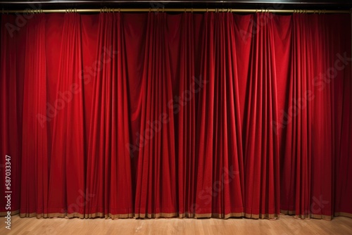 red theater curtain with spotlight
