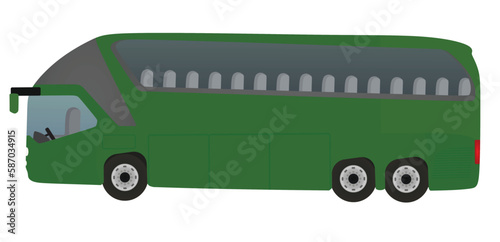Green tourist bus. vector illustration