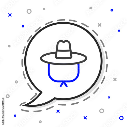 Line Camping hat icon isolated on white background. Beach hat panama. Explorer travelers hat for hunting, hiking, tourism. Colorful outline concept. Vector