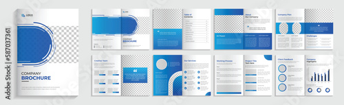 Brochure template layout design, Corporate business presentation guide, Annual report, 16 page minimalist flat geometric business booklet cover template, A4 size.