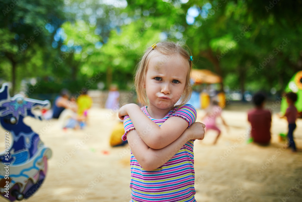 Cute little girl with bruise on her forehead Cute little girl with bruise on her forehead
