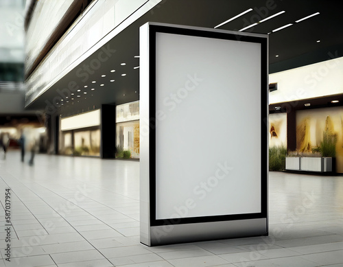 Blank billboard posters in the shopping mall Empty advertising billboard. AI Generated
