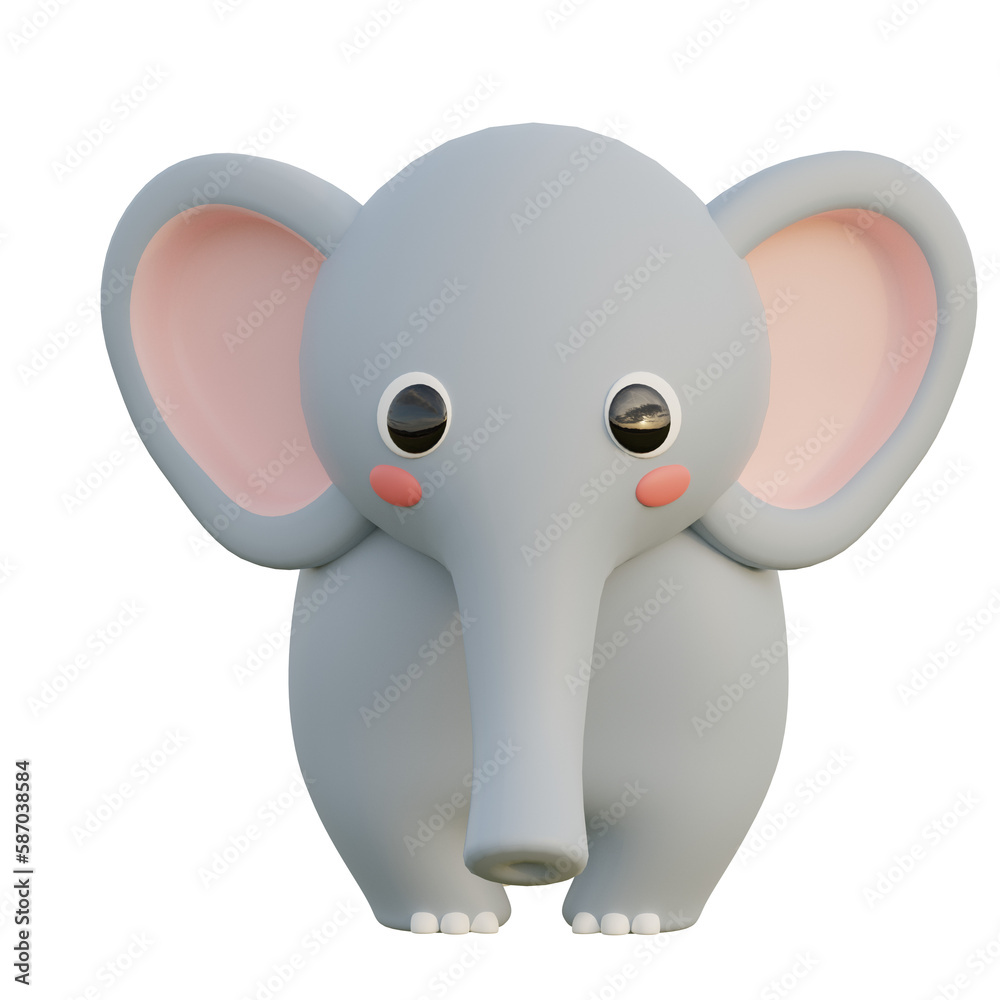 3d elephant with a heart