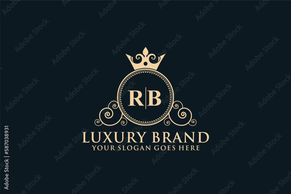 letter Initial RB elegant luxury monogram logo or badge template with ...
