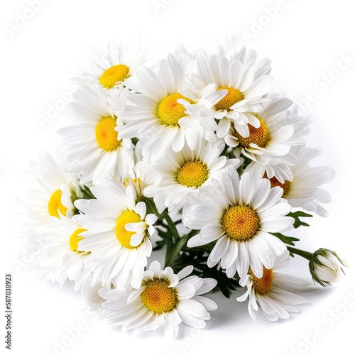 Fresh and delicate daisy bouquet with vibrant colors  isolated on white. Aesthetic and elegant floral composition. Generative AI