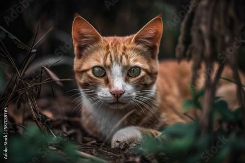 a feline on the ground. Generative AI