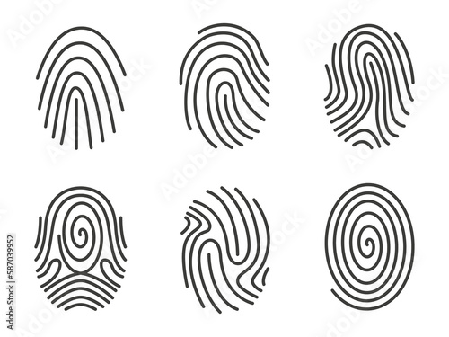 Hand drawn fingerprints collection. Illustration on transparent background