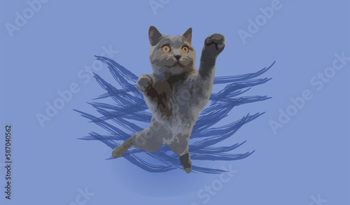 A cat that is ready to slap everything in front of it