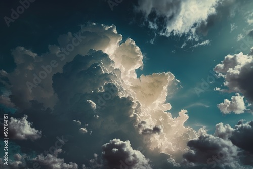 Low Angle View Of Clouds In Sky. Generative Ai