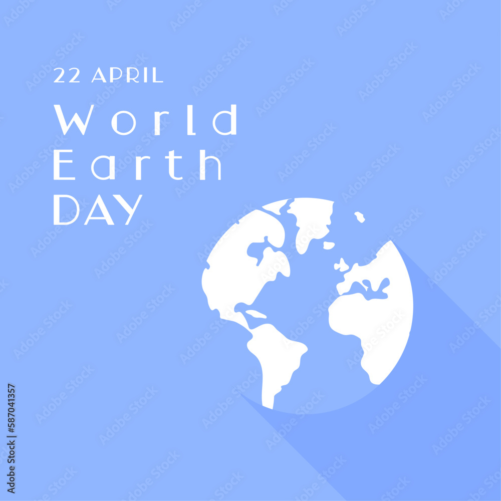 Vector earth day illustration with planet on blue background