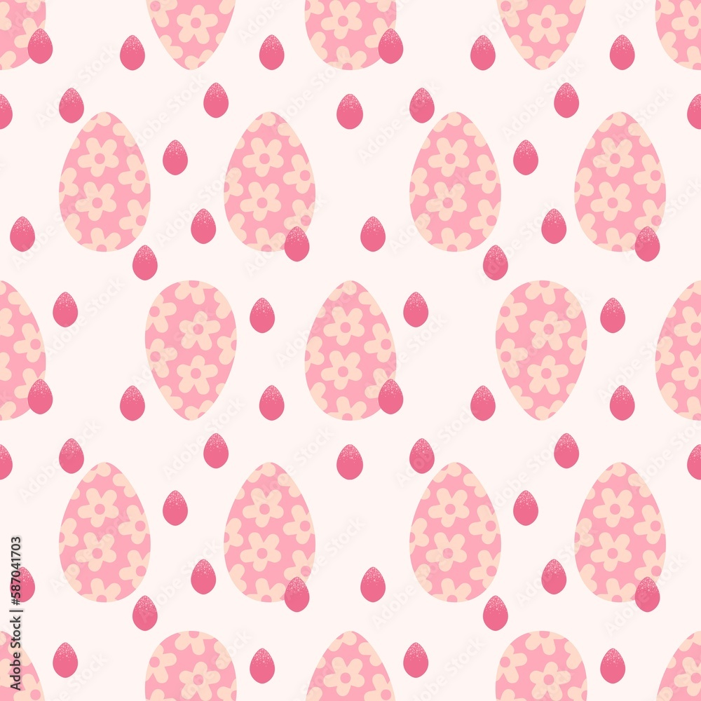 Seamless pattern with easter eggs in pink. Seamless pattern with easter eggs in pink.